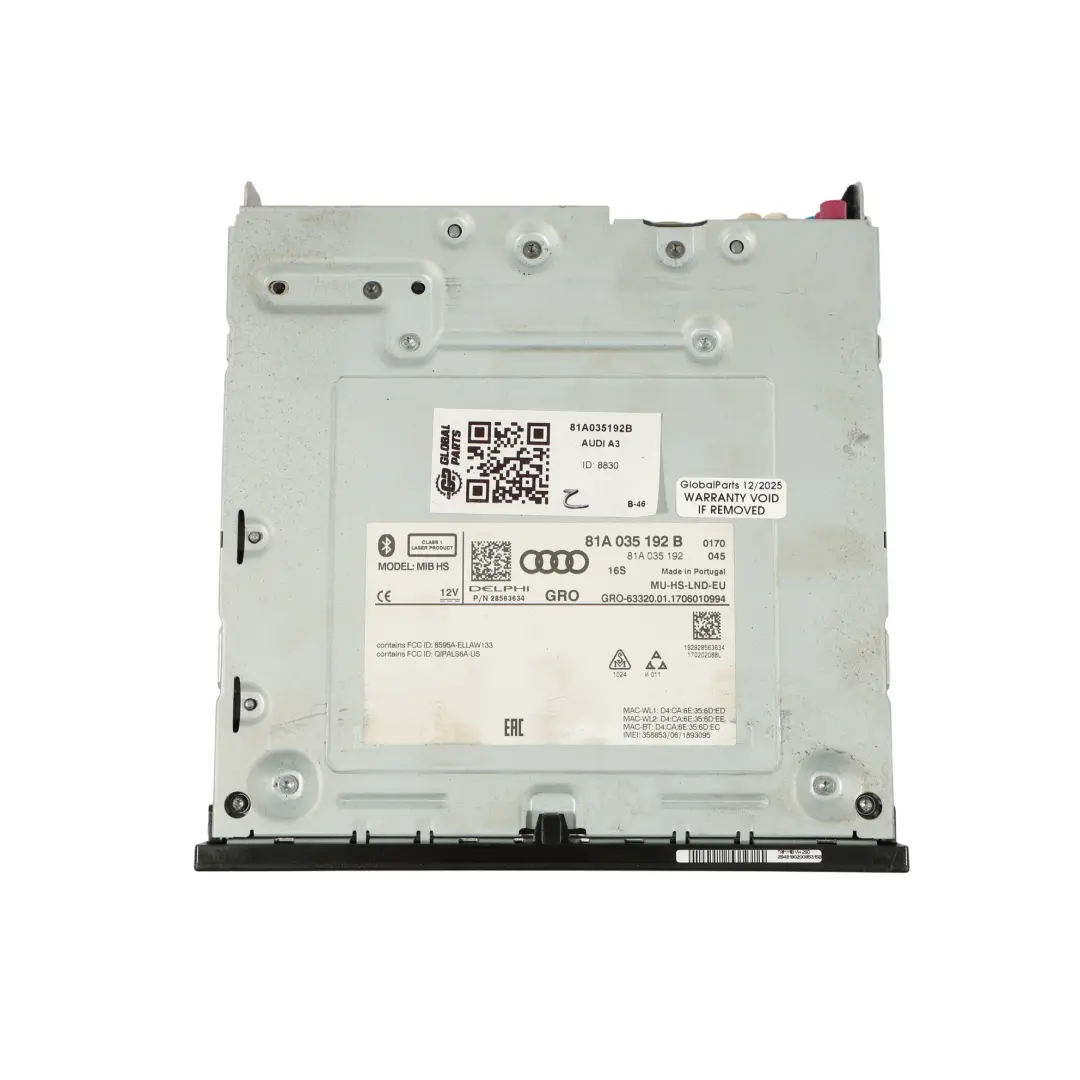 Audi A3 8V Radio CD SD SIM Player Stereo Sat Nav Hauptgerät - SKU 81A035192B - Teilenummer 81A035192B