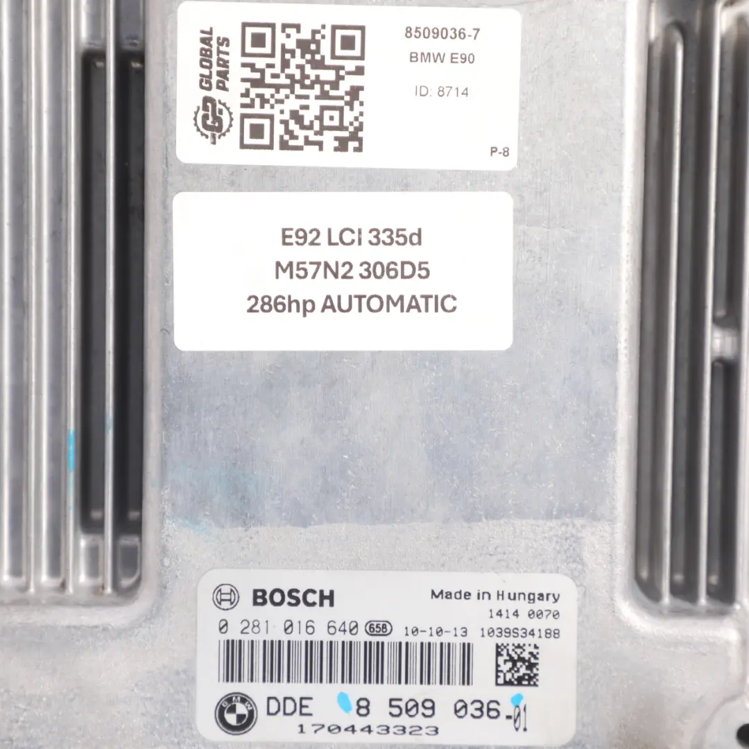 M57N2 286HP Engine Control Unit ECU DDE Automatic to BMW E60 E61 E90 E92 with Part number 8509036 BMW E60 E61 E90 E92 M57N2 286HP Engine Control Unit ECU DDE Automatic - SKU 8509036-7 - Part number 8509036