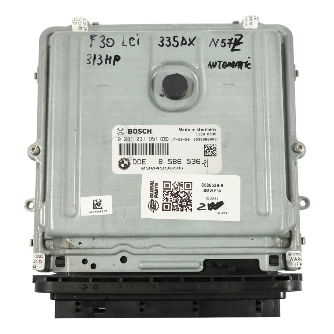BMW F30 F32 LCI 335Dx 435Dx N57Z 313HP Motor ECU Kit DDE Automatik - SKU 8586536-8 - Teilenummer 8586536