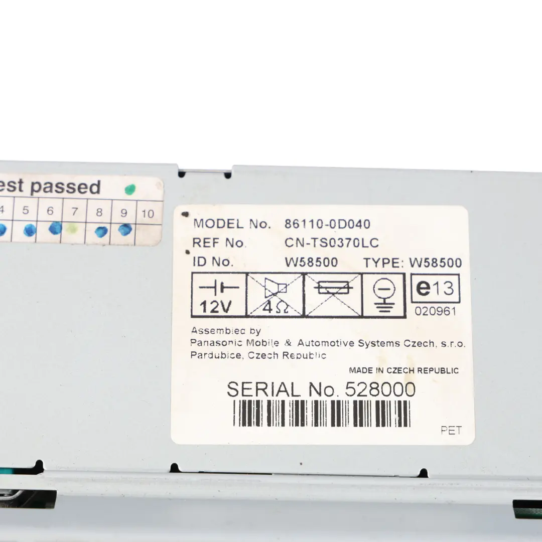 Toyota Yaris MK1 Écran D'Affichage Moniteur Autoradio Navigation - SKU 861100D040 - Numéro de pièce 861100D040