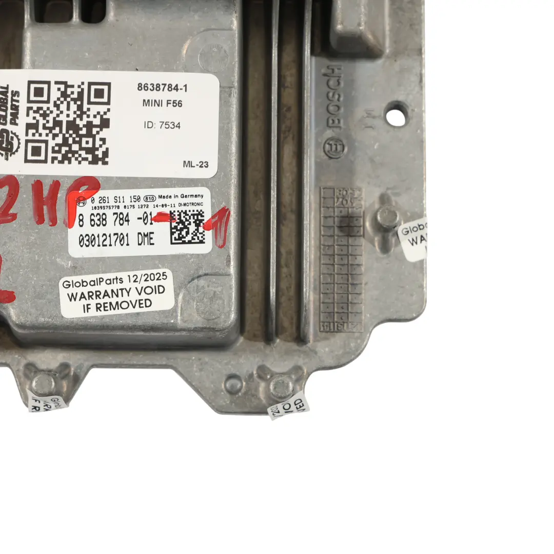 B38 102HP Benzina Unità Controlo Motore ECU DME Manuale per Mini One F55 F56 con numero di parte 8638784 Mini One F55 F56 B38 102HP Benzina Unità Controlo Motore ECU DME Manuale - SKU 8638784-1 - Numero di parte 8638784