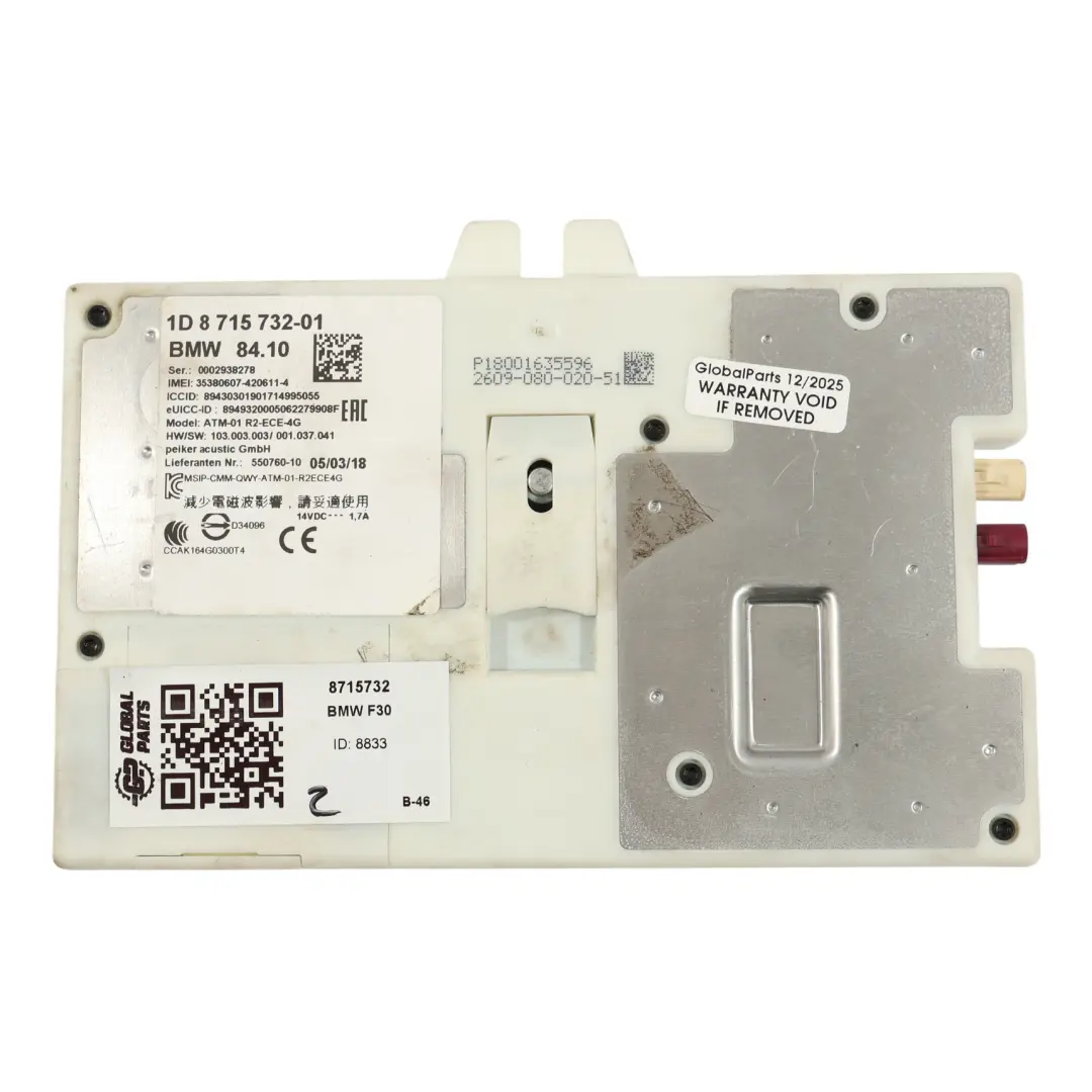 Tetto Antenna Base Antenna Modulo Unità Di Controllo per BMW F30 F36 con numero di parte 8715732 BMW F30 F36 Tetto Antenna Base Antenna Modulo Unità Di Controllo - SKU 8715732 - Numero di parte 8715732