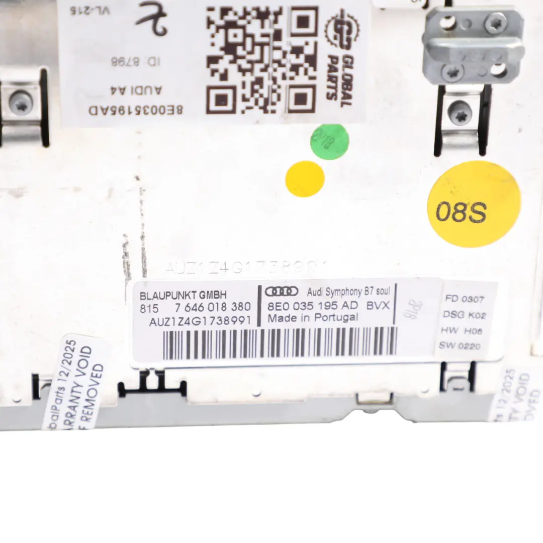 Multimedia Head Unit Radio CD Changer Symphony to Audi A4 B7 with Part number 8E0035195AD Audi A4 B7 Multimedia Head Unit Radio CD Changer Symphony - SKU 8E0035195AD - Part number 8E0035195AD