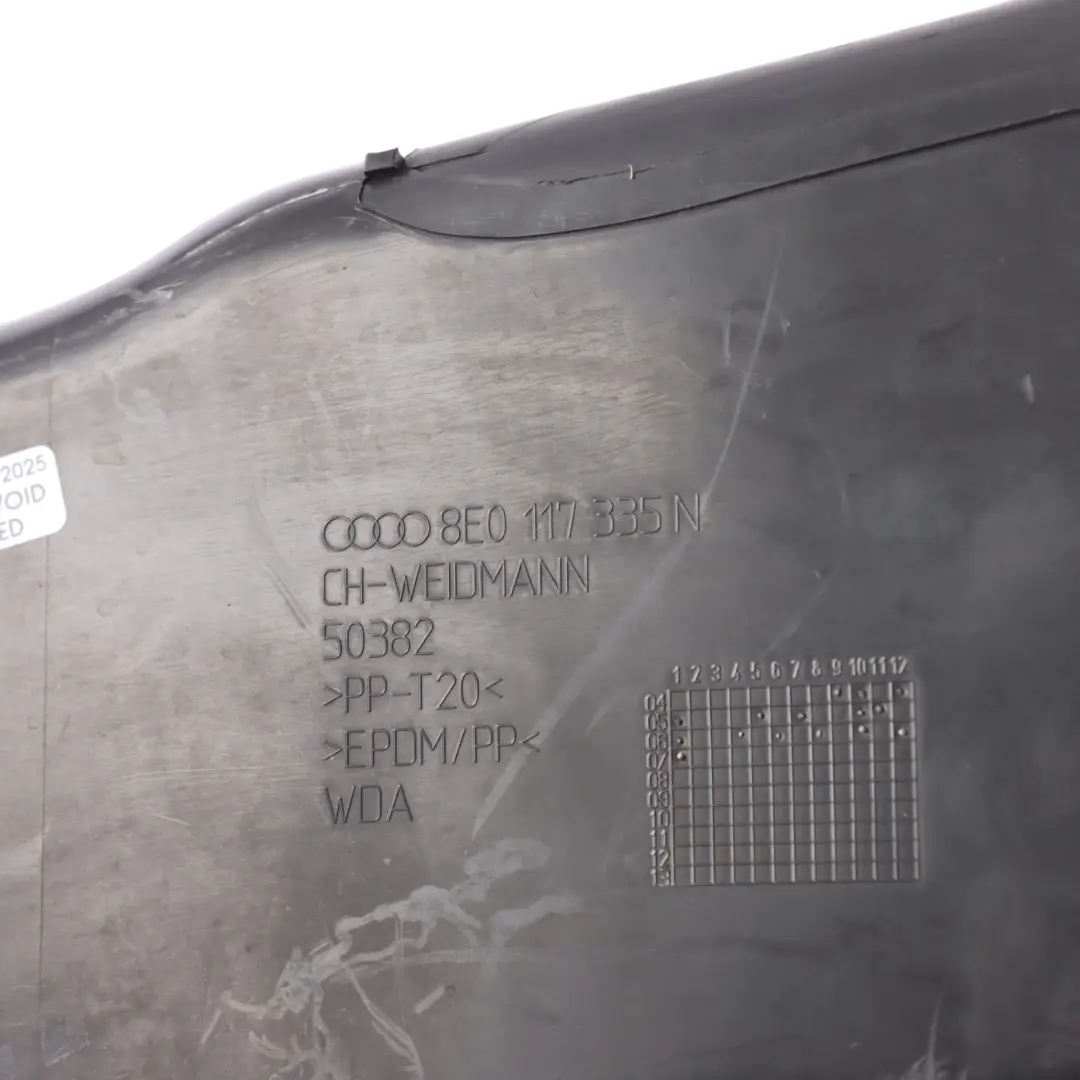 Canal Admission Air Guide Intercooler Tuyau Conduit pour Audi A4 B7 à propos du numéro de pièce 8E0117335N Audi A4 B7 Canal Admission Air Guide Intercooler Tuyau Conduit - SKU 8E0117335N - Numéro de pièce 8E0117335N