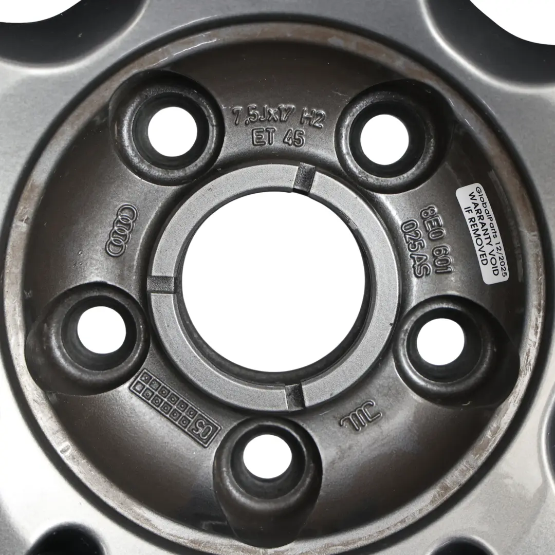 Audi A4 B7 Cerchio Lega Argento 17" ET:45 7,5J 5 Doppie Razze - SKU 8E0601025AS-2 - Numero di parte 8E0601025AS
