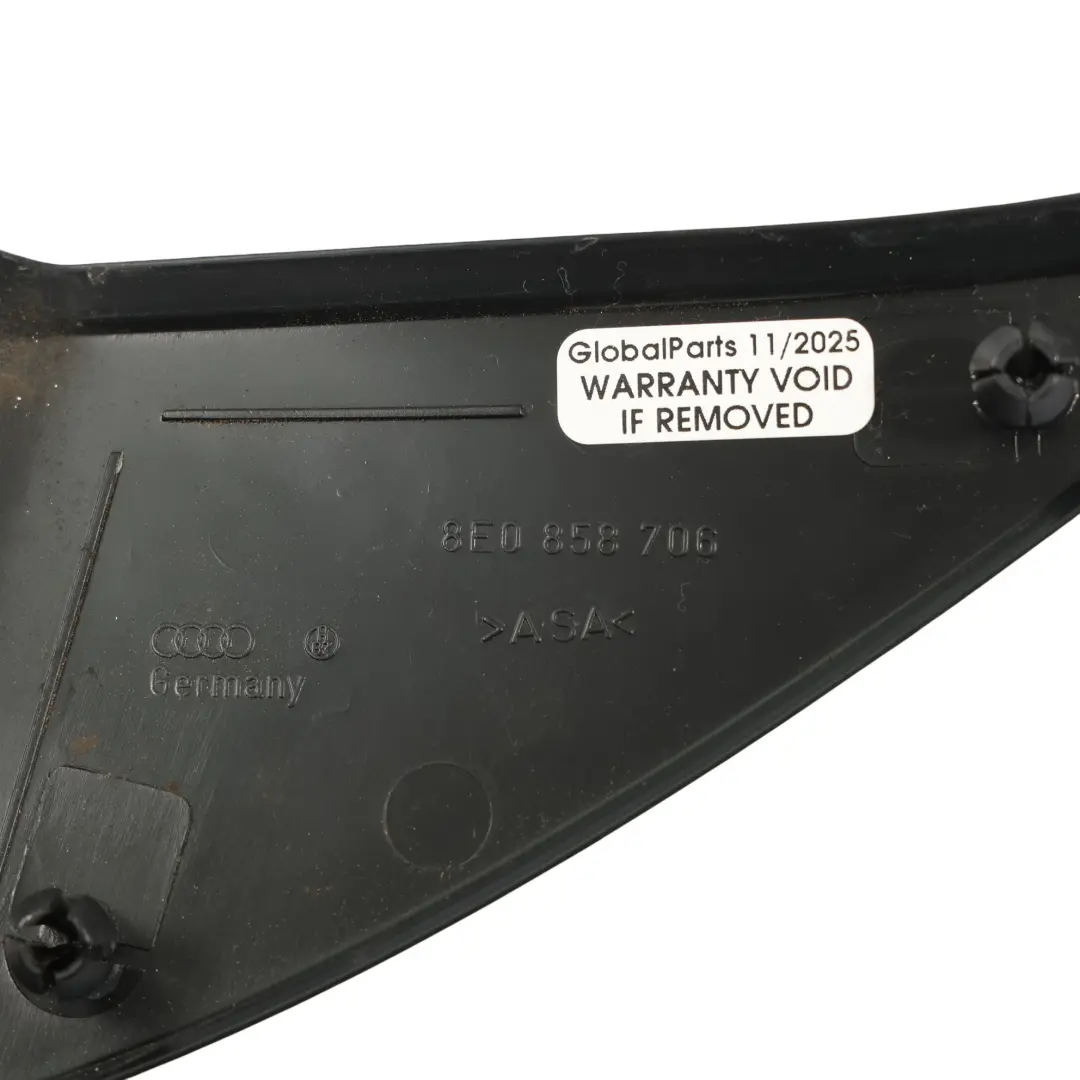 Wing Mirror Inner Cover Trim Door Panel Front Right O/S to Audi A4 B7 with Part number 8E0858706 Audi A4 B7 Wing Mirror Inner Cover Trim Door Panel Front Right O/S - SKU 8E0858706 - Part number 8E0858706