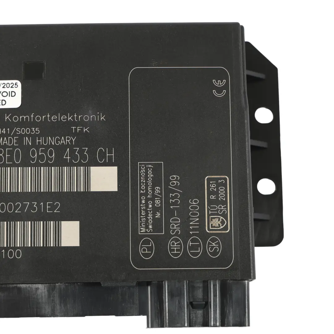 Audi A4 B7 Komfort Komfortmodul Steuergerät - SKU 8E0959433CH - Teilenummer 8E0959433CH
