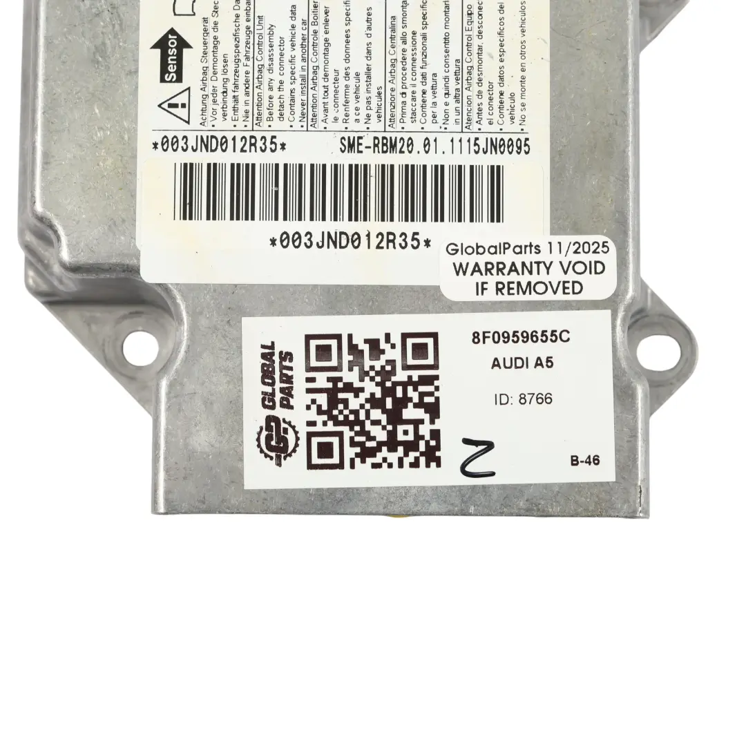 Audi A5 8F Cabrio Air Module Control Unit ECU Crash Control Sensor - SKU 8F0959655C - Part number 8F0959655C