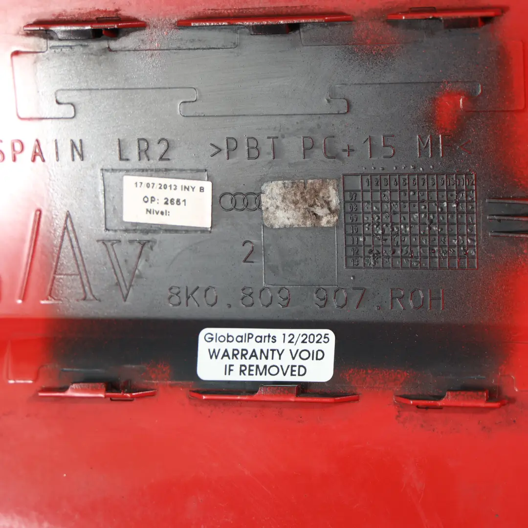 Audi A4 B8 Coperchio Tappo Serbatoio Carburante Misano Red Pearl - Z3 - SKU 8K0809907-MRE - Numero di parte 8K0809907