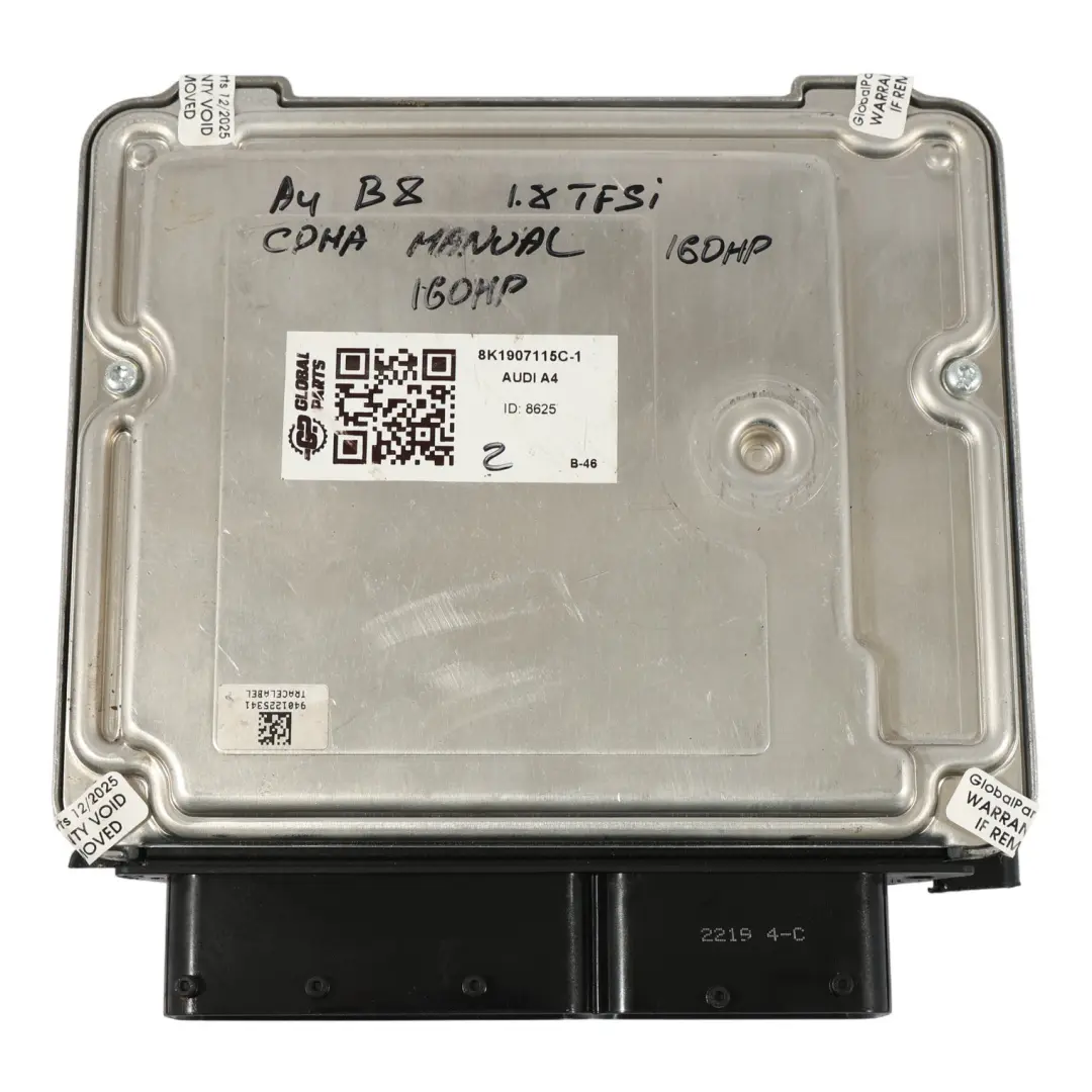 Audi A4 B8 1.8 TFSI CDHA 160HP Unidad De Control Motor Kit ECU Manual - SKU 8K1907115C-1 - Número de pieza 8K1907115C