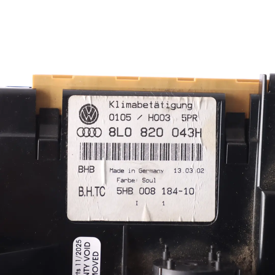 Audi A3 8L Air Conditioning Control Panel Button Switch Display - SKU 8L0820043H-1 - Part number 8L0820043H