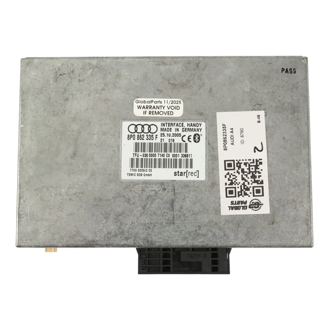 Bluetooth Modulo Interfaccia Controllo Mani Libere per Audi A3 8P A4 B7 con numero di parte 8P0862335F Audi A3 8P A4 B7 Bluetooth Modulo Interfaccia Controllo Mani Libere - SKU 8P0862335F - Numero di parte 8P0862335F