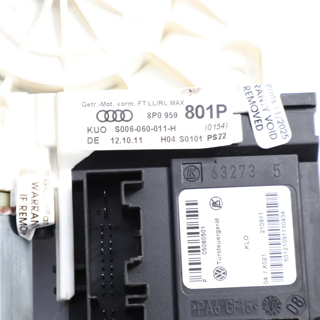 Audi A3 8P Fensterheber Motor Tür Vorne Links Regulator Drive - SKU 8P0959801P - Teilenummer 8P0959801P