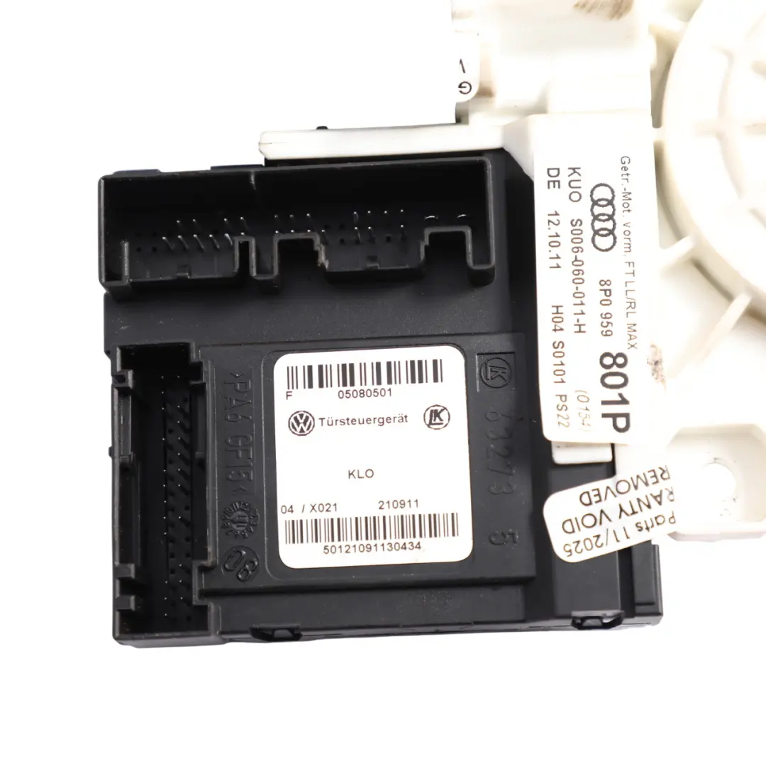 Audi A3 8P Moteur Lève-Vitre Porte Avant Gauche Régulateur Drive - SKU 8P0959801P - Numéro de pièce 8P0959801P