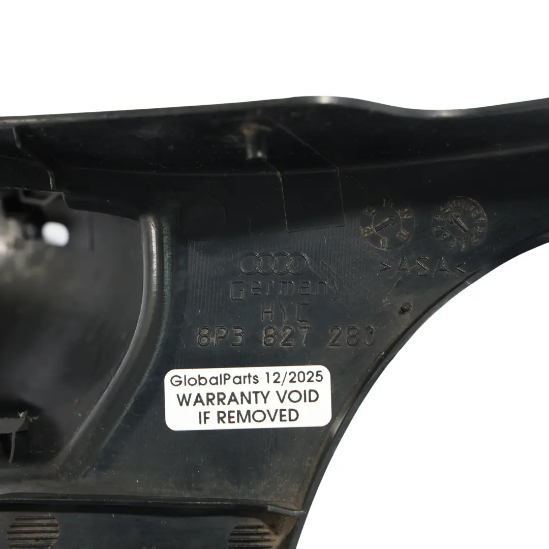 Boot Tail Hinge Cover Trim Panel Right O/S to Audi A3 8P 3D Rear with Part number 8P3827280 Audi A3 8P 3D Rear Boot Tail Hinge Cover Trim Panel Right O/S - SKU 8P3827280 - Part number 8P3827280