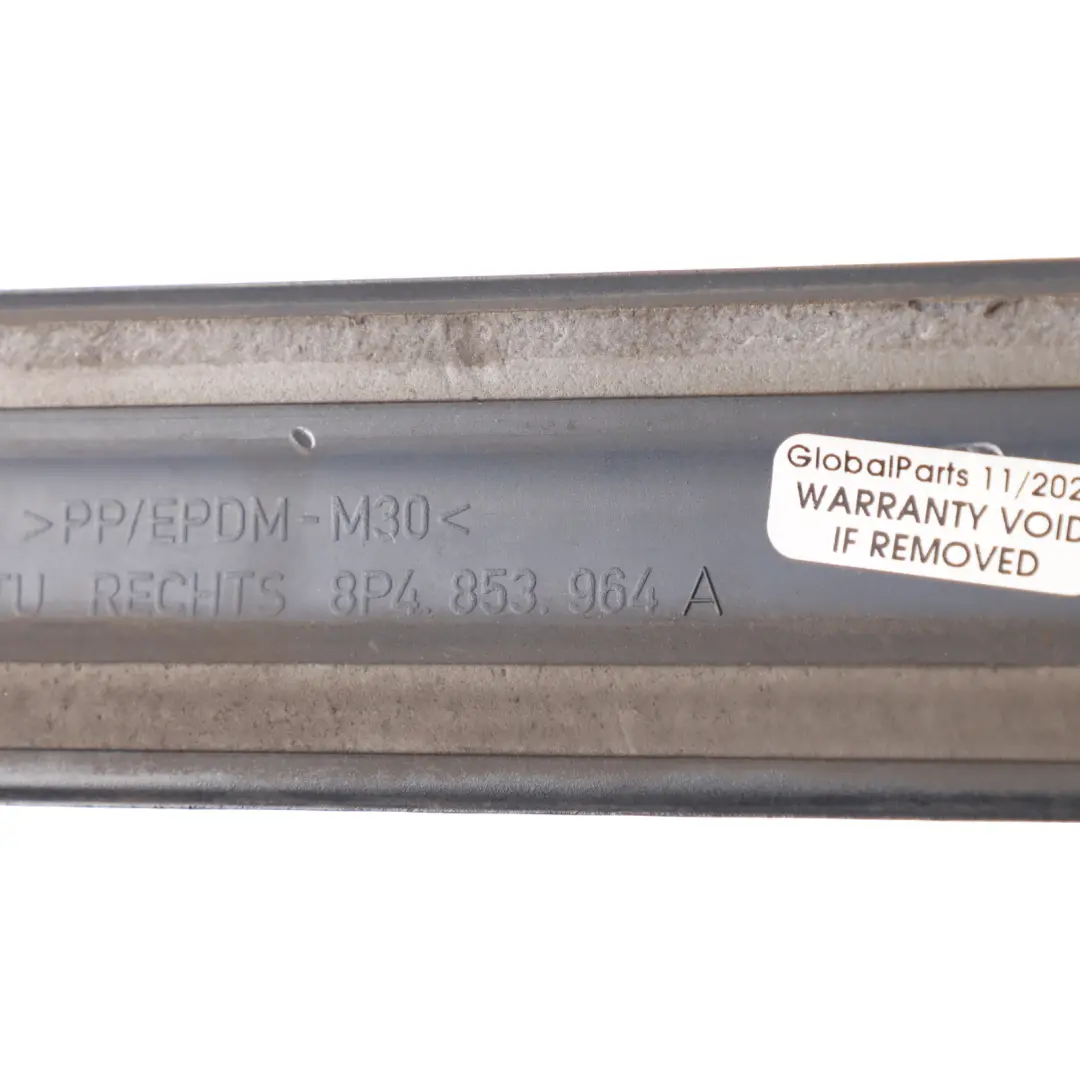 Door Sill Cover Moulding Strip Right O/S Phantom Black - Z9Y to Audi A3 S3 8P Rear with Part number 8P4853964A Audi A3 S3 8P Rear Door Sill Cover Moulding Strip Right O/S Phantom Black - Z9Y - SKU 8P4853964A-PHB1 - Part number 8P4853964A