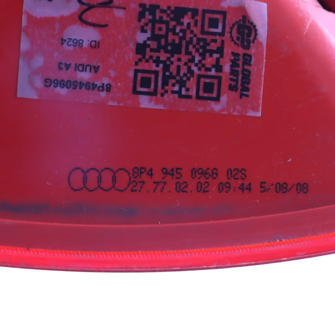 Audi A3 8P Rear Tail Lamp Light Trunk Lid Tailgate Outer Right O/S - SKU 8P4945096G - Part number 8P4945096