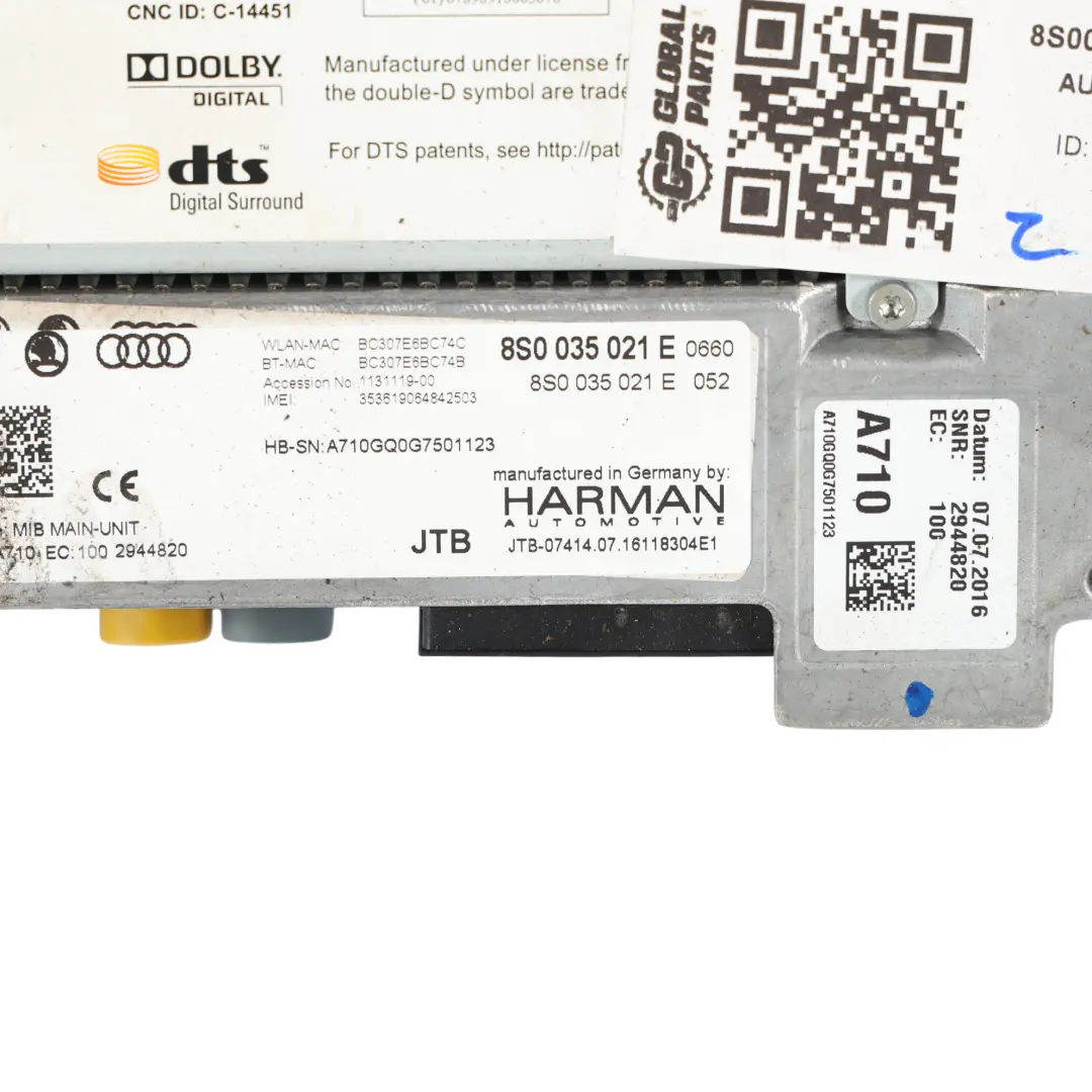 Mk3 Module D'Unité Principale Multimédia Navi SD GPS MMI pour Audi TT FV à propos du numéro de pièce 8S0035021E Audi TT FV Mk3 Module D'Unité Principale Multimédia Navi SD GPS MMI - SKU 8S0035021E - Numéro de pièce 8S0035021E
