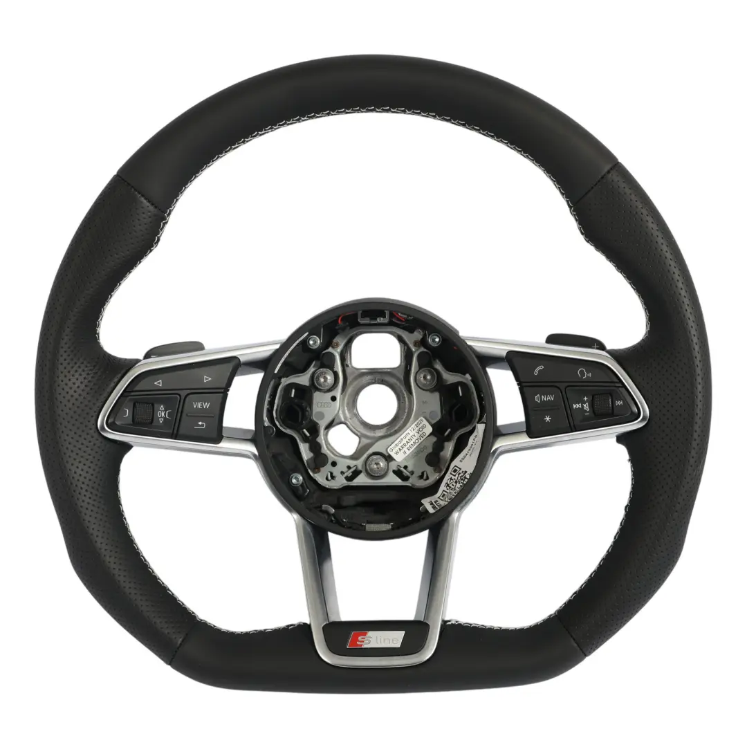 Audi TT 8S Steering Wheel S-Line NEW Black Leather Flat Bottom - SKU 8S0419091AB-1 - Part number 8S0419091AB