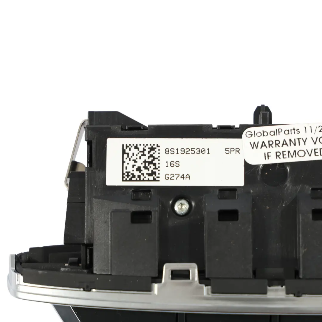 8S Pannello Interruttori Cruscotto Luci Emergenza Guida per Audi TT FV con numero di parte 8S1925301 Audi TT FV 8S Pannello Interruttori Cruscotto Luci Emergenza Guida - SKU 8S1925301 - Numero di parte 8S1925301