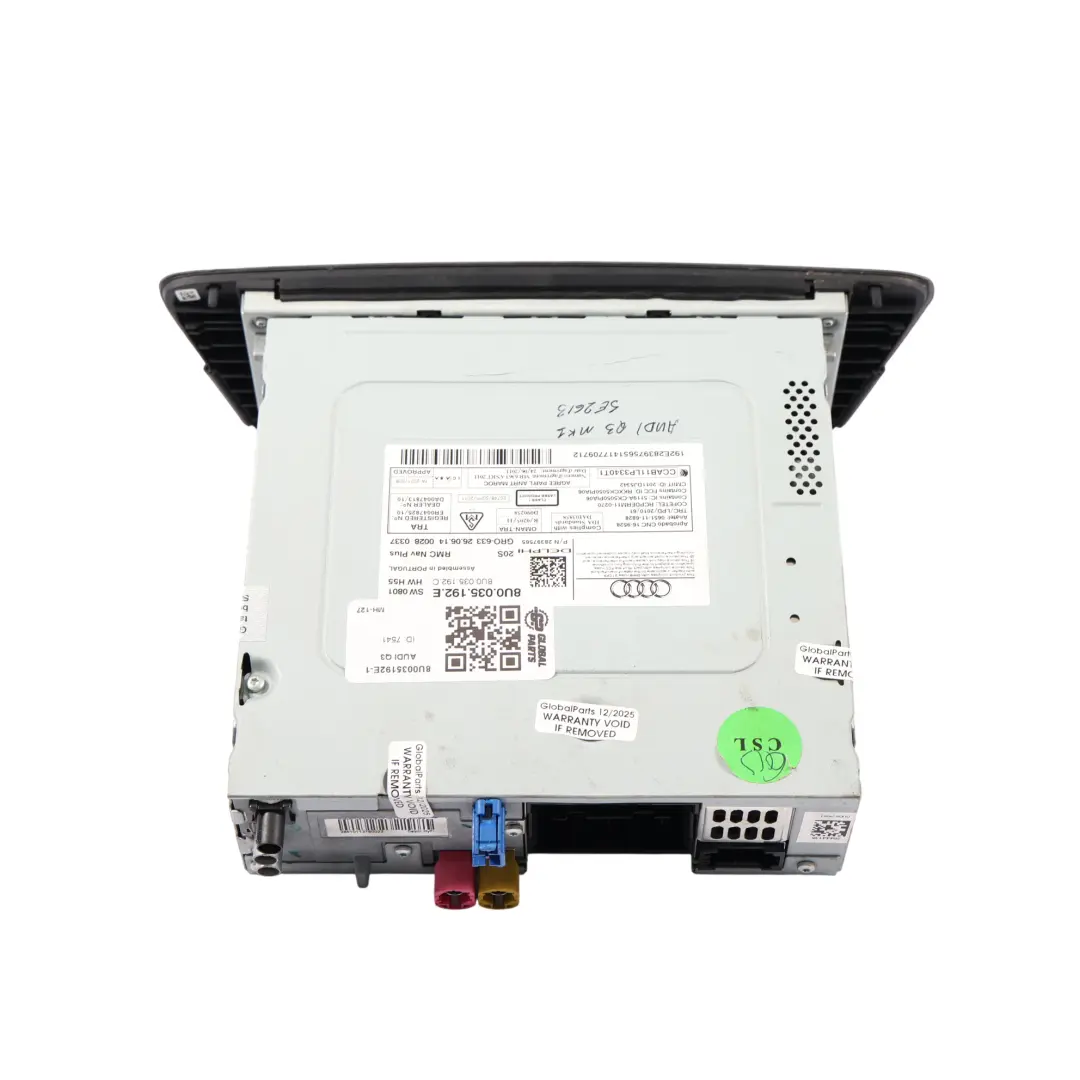 Audi Q3 8U Multimedia MMI Radio CD Navegación Módulo Principal ECU - SKU 8U0035192E-1 - Número de pieza 8U0035192E
