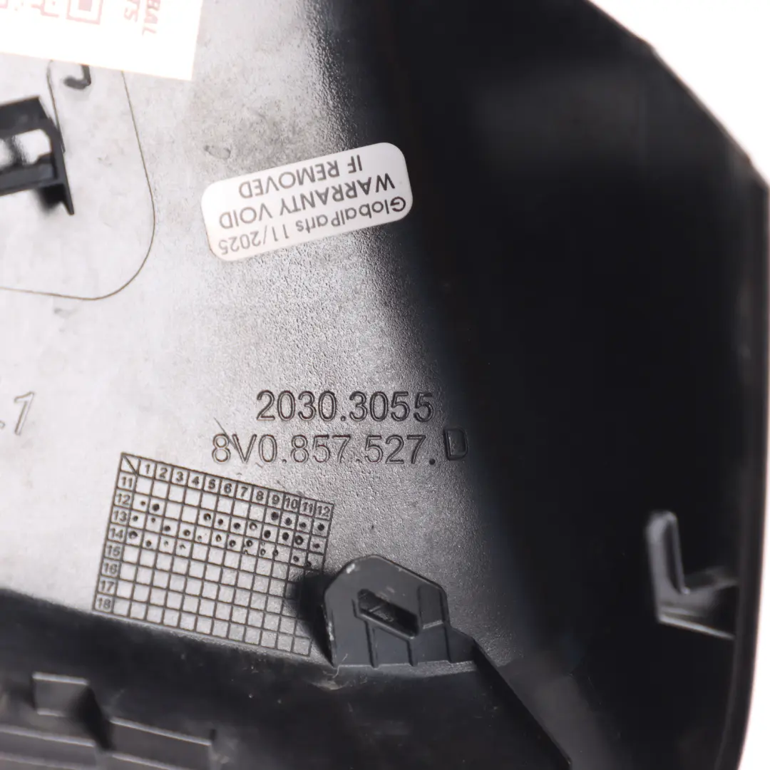 Audi A3 8V Door Wing Mirror Cover Cap Left N/S Brilliant Black - Y9B - SKU 8V0857527D-BBL - Part number 8V0857527D