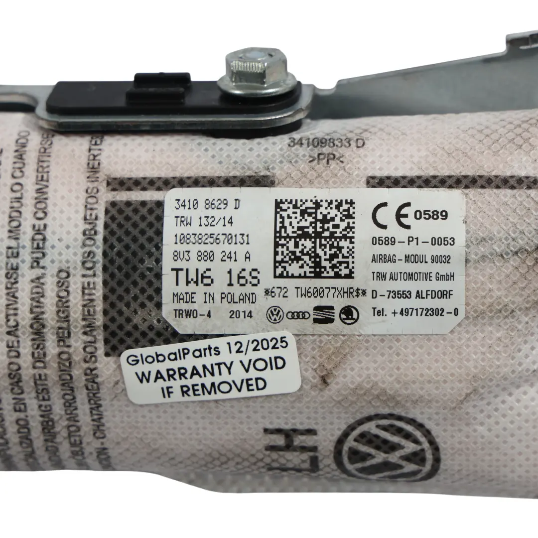 Modulo Aria Sedile Anteriore Sinistro per Audi A3 8V con numero di parte 8V3880241A Audi A3 8V Modulo Aria Sedile Anteriore Sinistro - SKU 8V3880241A-1 - Numero di parte 8V3880241A