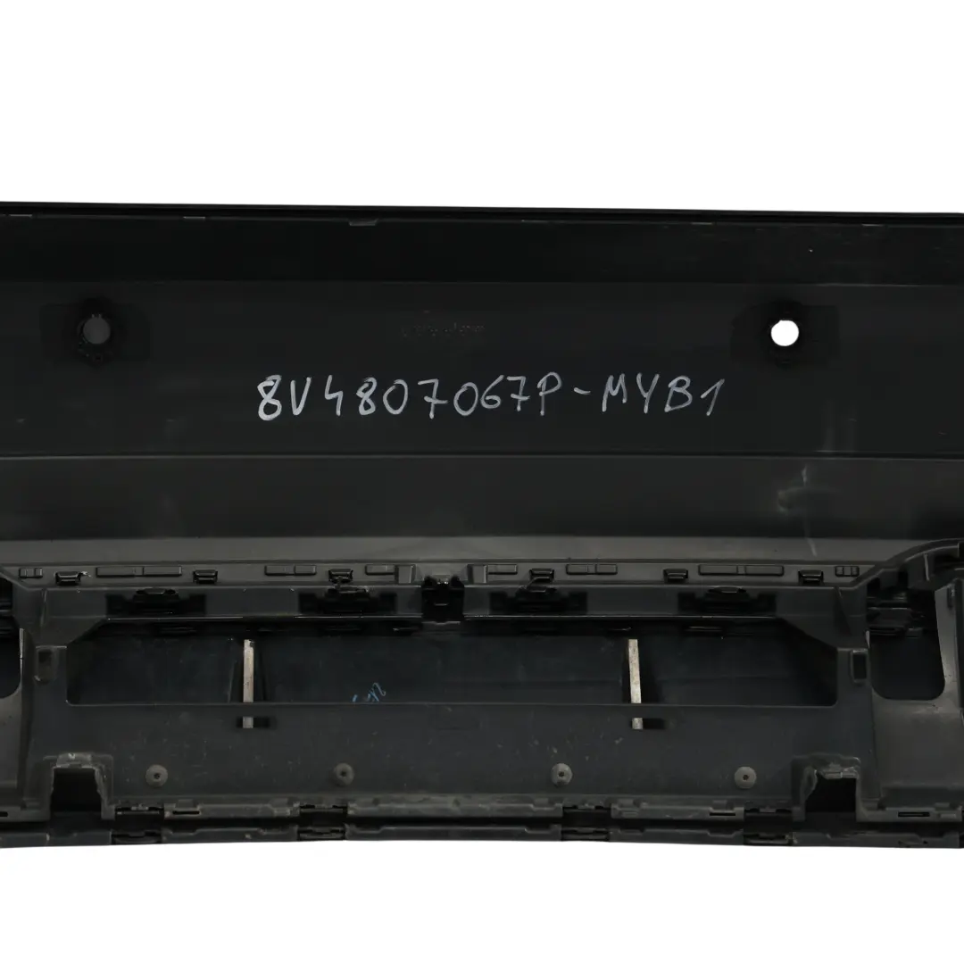 Bumper Trim Panel Covering Mythical Black Metallic - Y9T to Audi S3 8V Rear with Part number 8V4807067P Audi S3 8V Rear Bumper Trim Panel Covering Mythical Black Metallic - Y9T - SKU 8V4807067P-MYB1 - Part number 8V4807067P