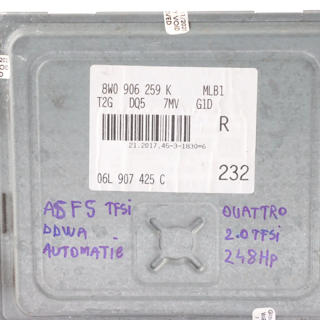 Audi A5 F5 2.0 TFSI DDWA 245HP Quattro Engine ECU Kit Automatic - SKU 8W0906259K - Part number 8W0906259K
