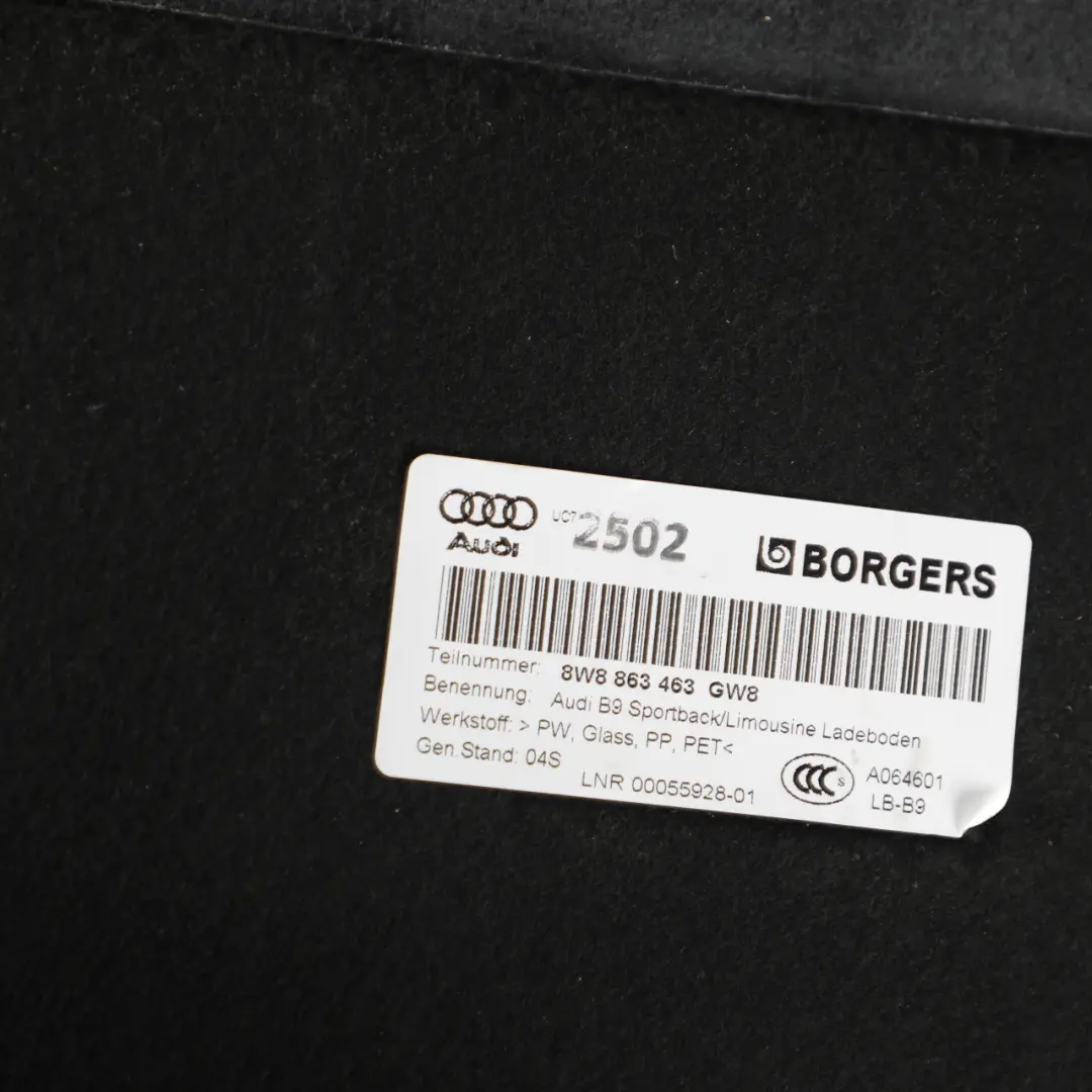 Alfombrilla Para Maletero Color Negro para Audi A4 B9 A5 F5 con número de pieza 8W8863463C Audi A4 B9 A5 F5 Alfombrilla Para Maletero Color Negro - SKU 8W8863463 - Número de pieza 8W8863463C