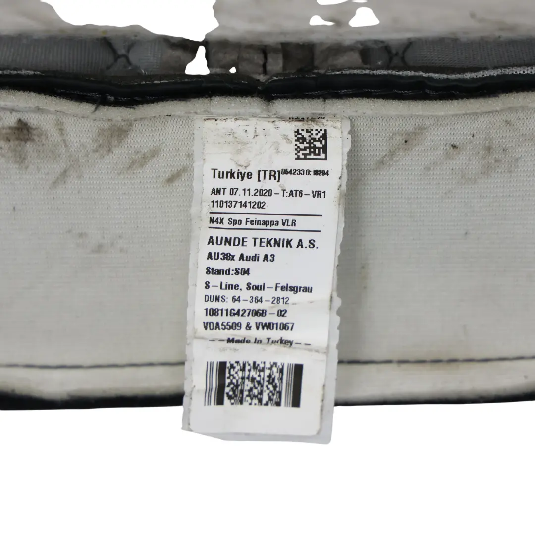 Audi S3 8Y Asiento Sport Delantero Calefacción Funda Cuero Negra Lado Derecho - SKU 8Y0882806K - Número de pieza 8Y0882806K