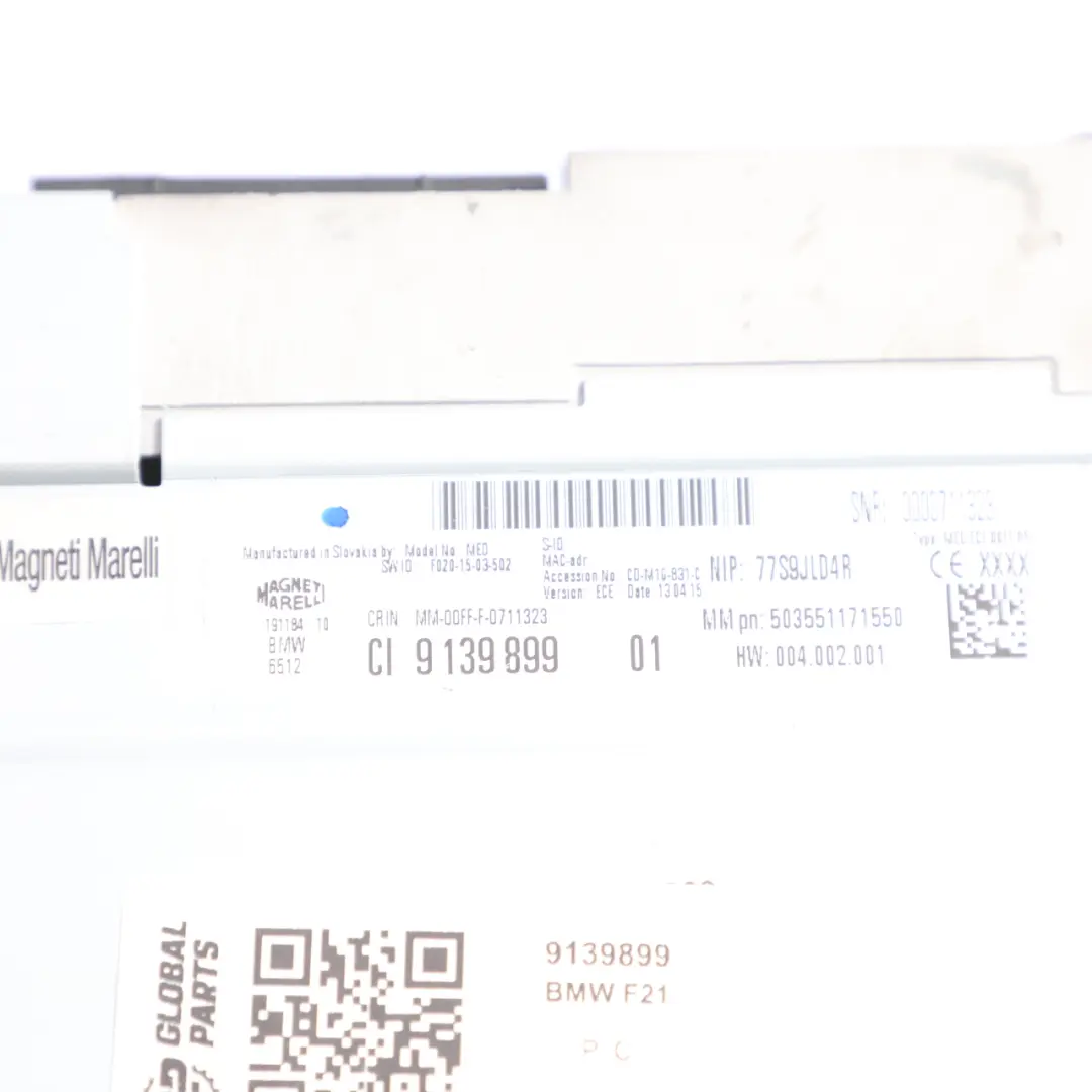 MMI Lettore CD Multimediale Unità Principale per BMW F07 F10 LCI F06 F12 F13 con numero di parte 9139899 BMW F07 F10 LCI F06 F12 F13 MMI Lettore CD Multimediale Unità Principale - SKU 9139899 - Numero di parte 9139899