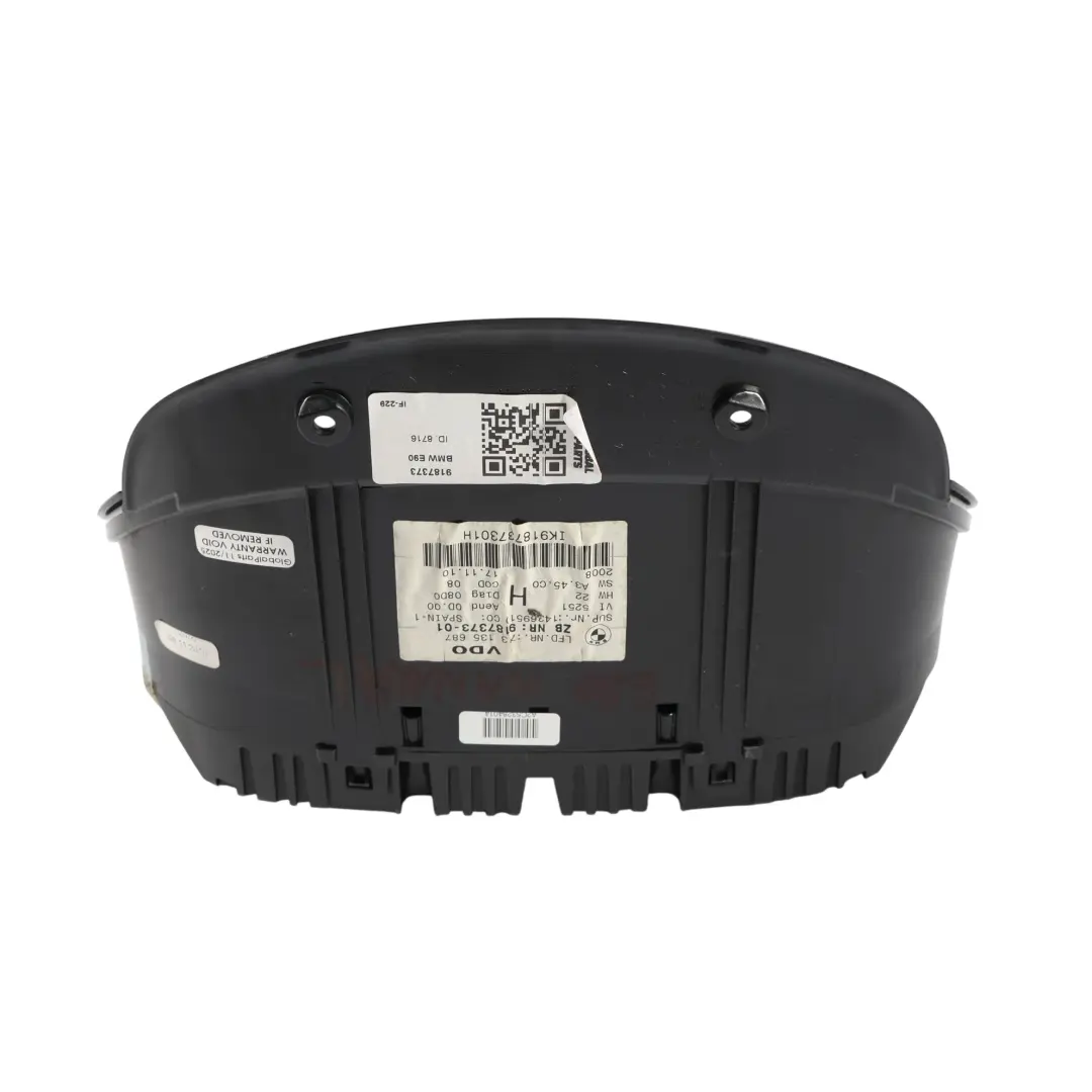 BMW E90 Instrument Cluster Speedo Clocks Manual Petrol Engine - SKU RHD-9187373 - Part number 9187373