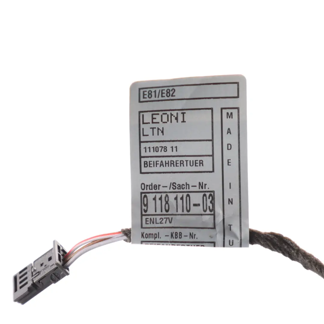 Door Wiring Loom Harness Cables Passenger's Side 9118110 to BMW E81 E82 with Part number 9260918 BMW E81 E82 Door Wiring Loom Harness Cables Passenger's Side 9118110 - SKU 9260918 - Part number 9260918