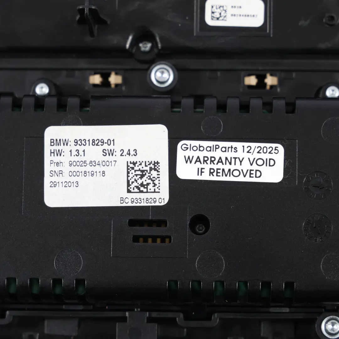 BMW F10 Klimaautomatik Klimabedienteil Schwarz - SKU 9331829 - Teilenummer 9331829