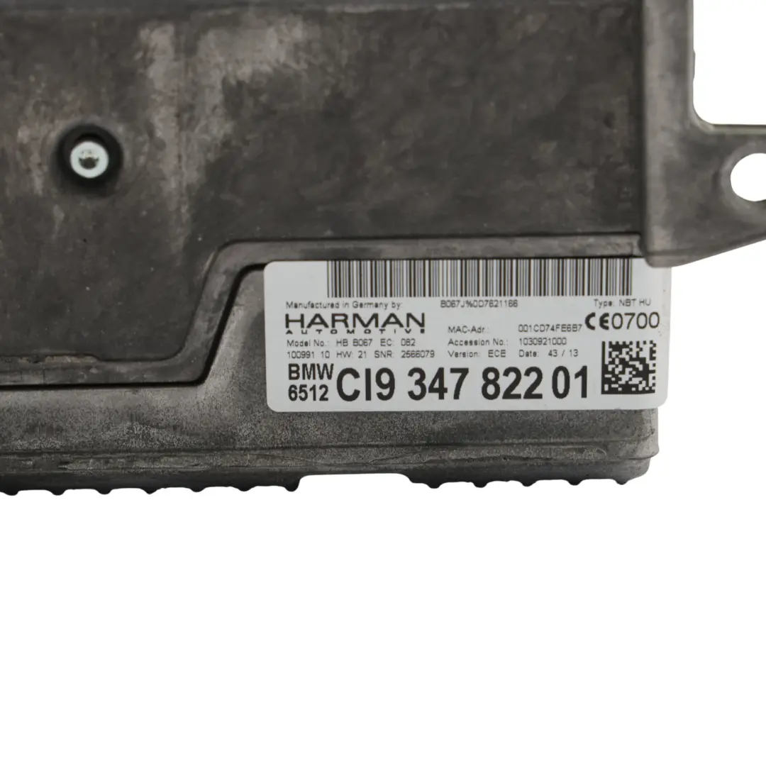 BMW F10 F20 F30 Module De Commande Haut De Gamme Système De Navigation - SKU 9347822-1 - Numéro de pièce 9347822