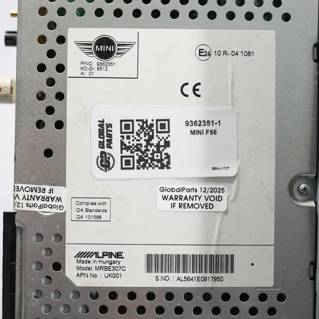 Head Unit Radio DAB Media Player Unit to Mini F55 F56 BMW F45 i3 I01 with Part number 9362351 Mini F55 F56 BMW F45 i3 I01 Head Unit Radio DAB Media Player Unit - SKU 9362351-1 - Part number 9362351