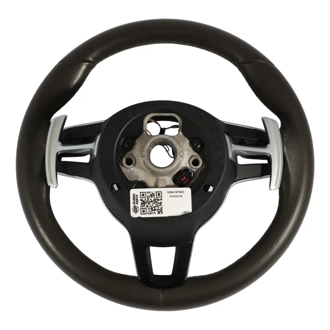 Kierownica Brązowa Skóra Łopatki Multifunkcja do Porsche Macan 95B o numerze 95B419798D Porsche Macan 95B Kierownica Brązowa Skóra Łopatki Multifunkcja - SKU 95B419798D - Numer Części 95B419798D