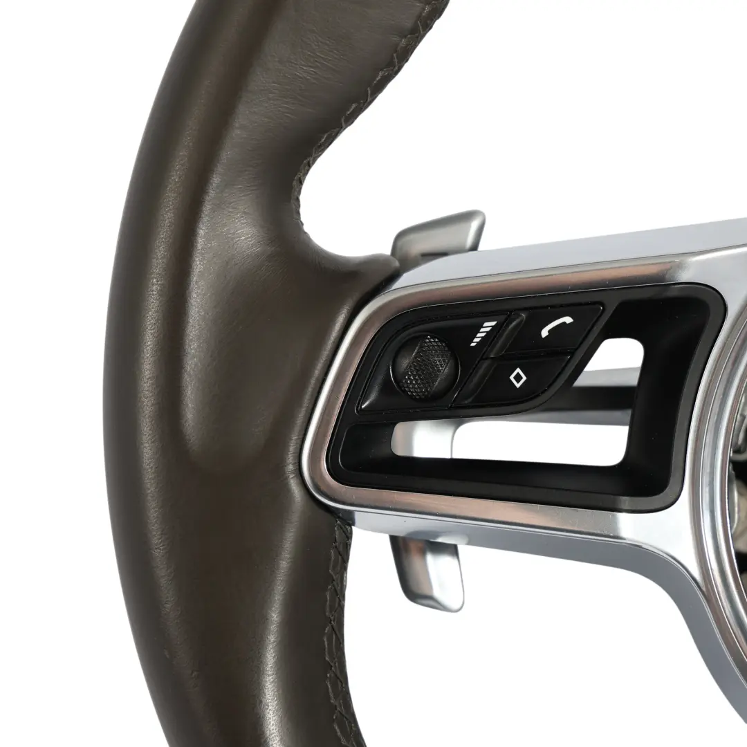 Steering Wheel Brown Leather Paddle Shift to Porsche Macan 95B with Part number 95B419798D Porsche Macan 95B Steering Wheel Brown Leather Paddle Shift - SKU 95B419798D - Part number 95B419798D