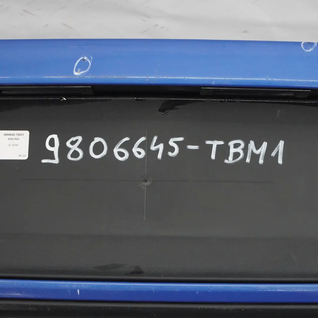 Bumper Trim Panel Cover PDC True Blue Metallic - B14 to Mini Countryman R60 Rear with Part number 9806645 Mini Countryman R60 Rear Bumper Trim Panel Cover PDC True Blue Metallic - B14 - SKU 9806645-TBM1 - Part number 9806645