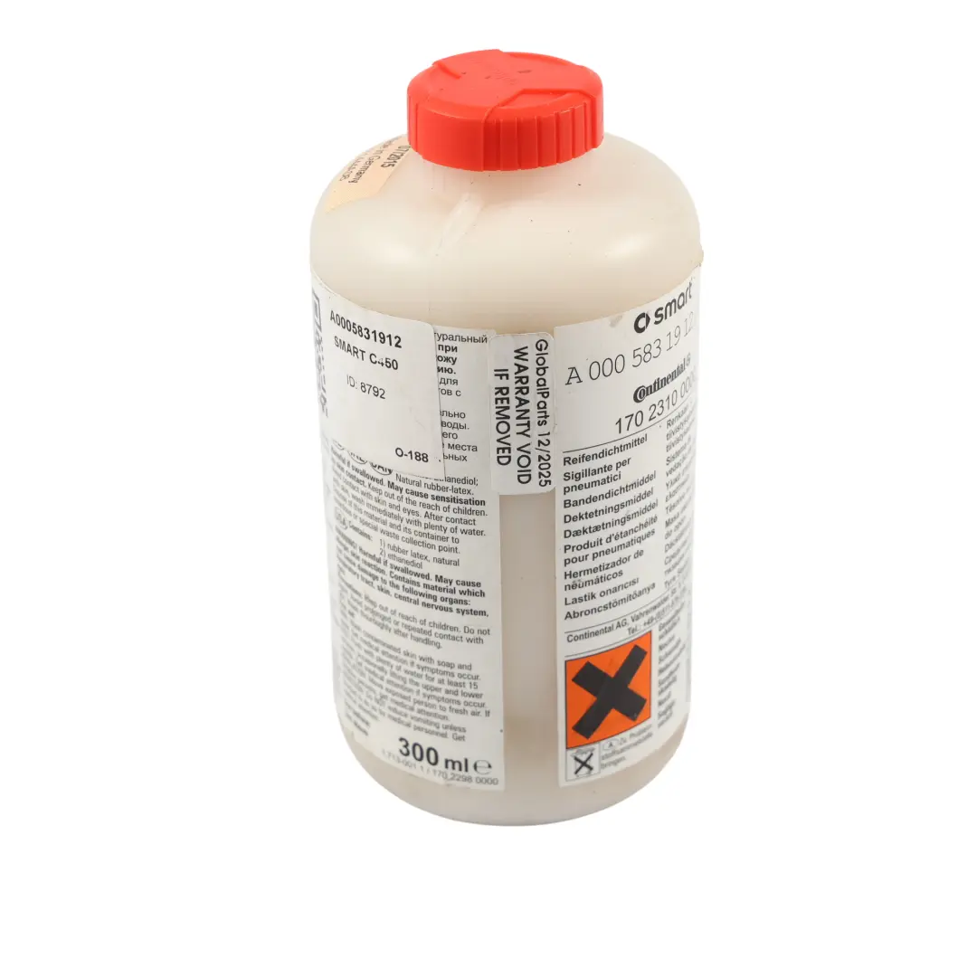 C450 C451 Sigillante Pneumatici Schiuma Riparatrice per Smart Fortwo con numero di parte A0005831912 Smart Fortwo C450 C451 Sigillante Pneumatici Schiuma Riparatrice - SKU A0005831912 - Numero di parte A0005831912