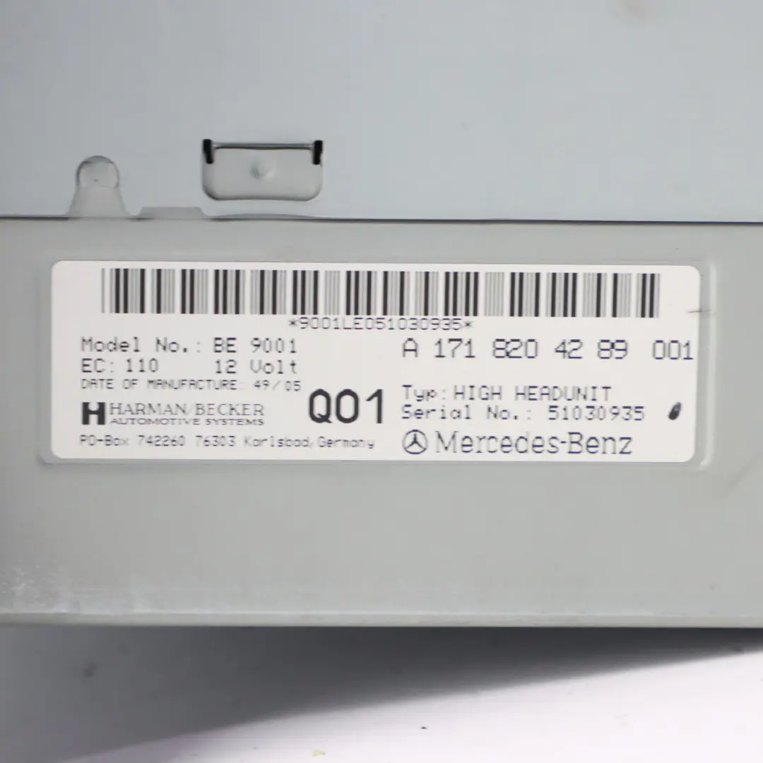 Nav Sat Radio COMAND DVD APS Unità Principale per Mercedes SLK R171 con numero di parte A1718204289 Mercedes SLK R171 Nav Sat Radio COMAND DVD APS Unità Principale - SKU A1718204289 - Numero di parte A1718204289