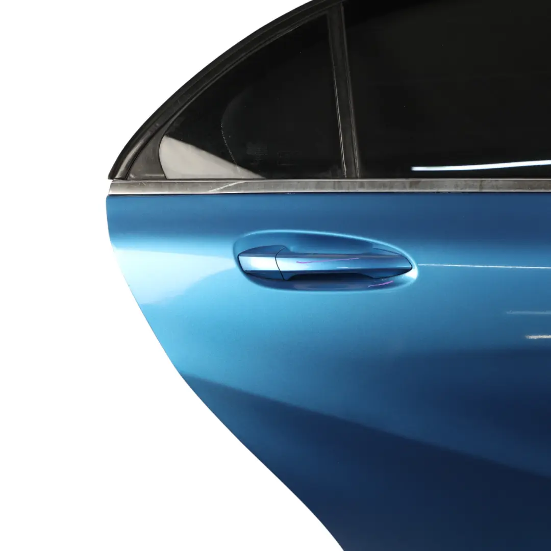 Door Rear Right O/S A-Class South Seas Blue Metallic - 162 to Mercedes W176 with Part number A1767300205 Mercedes W176 Door Rear Right O/S A-Class South Seas Blue Metallic - 162 - SKU A1767300205-SSB - Part number A1767300205