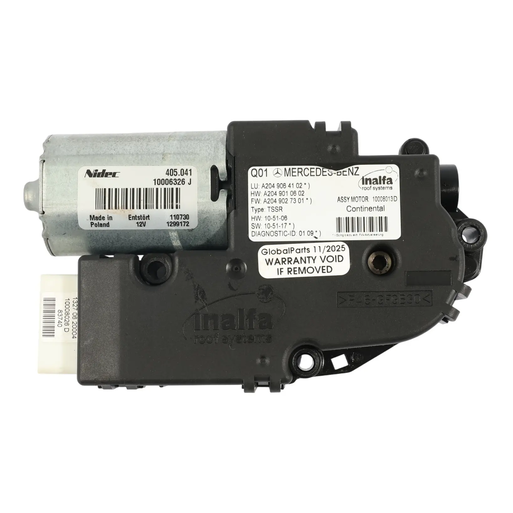 Mercedes W204 Panoramic Sunroof Sliding Motor Regulator Unit A2049005310