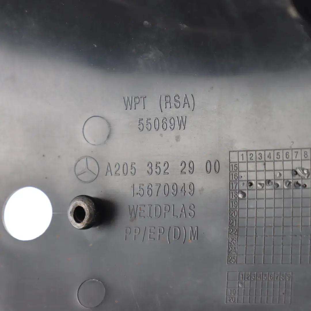 Mercedes W205 C213 W238 Rear Wishbone Lower Arm Cover Left N/S - SKU A2053522900 - Part number A2053522900