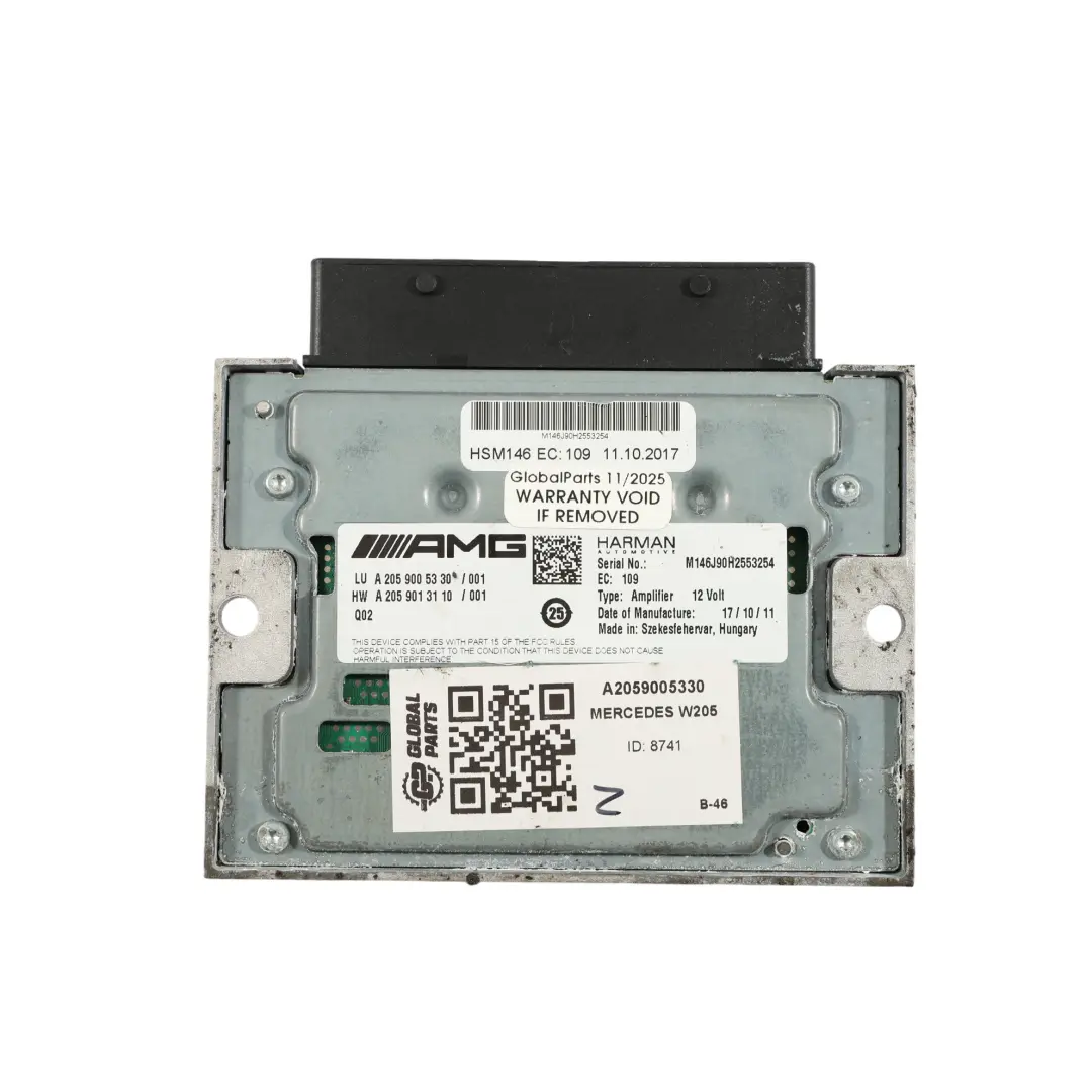 W253 AMG Motor Amplificador Sonido Unidad Control para Mercedes W205 con número de pieza A2059005330 Mercedes W205 W253 AMG Motor Amplificador Sonido Unidad Control - SKU A2059005330 - Número de pieza A2059005330
