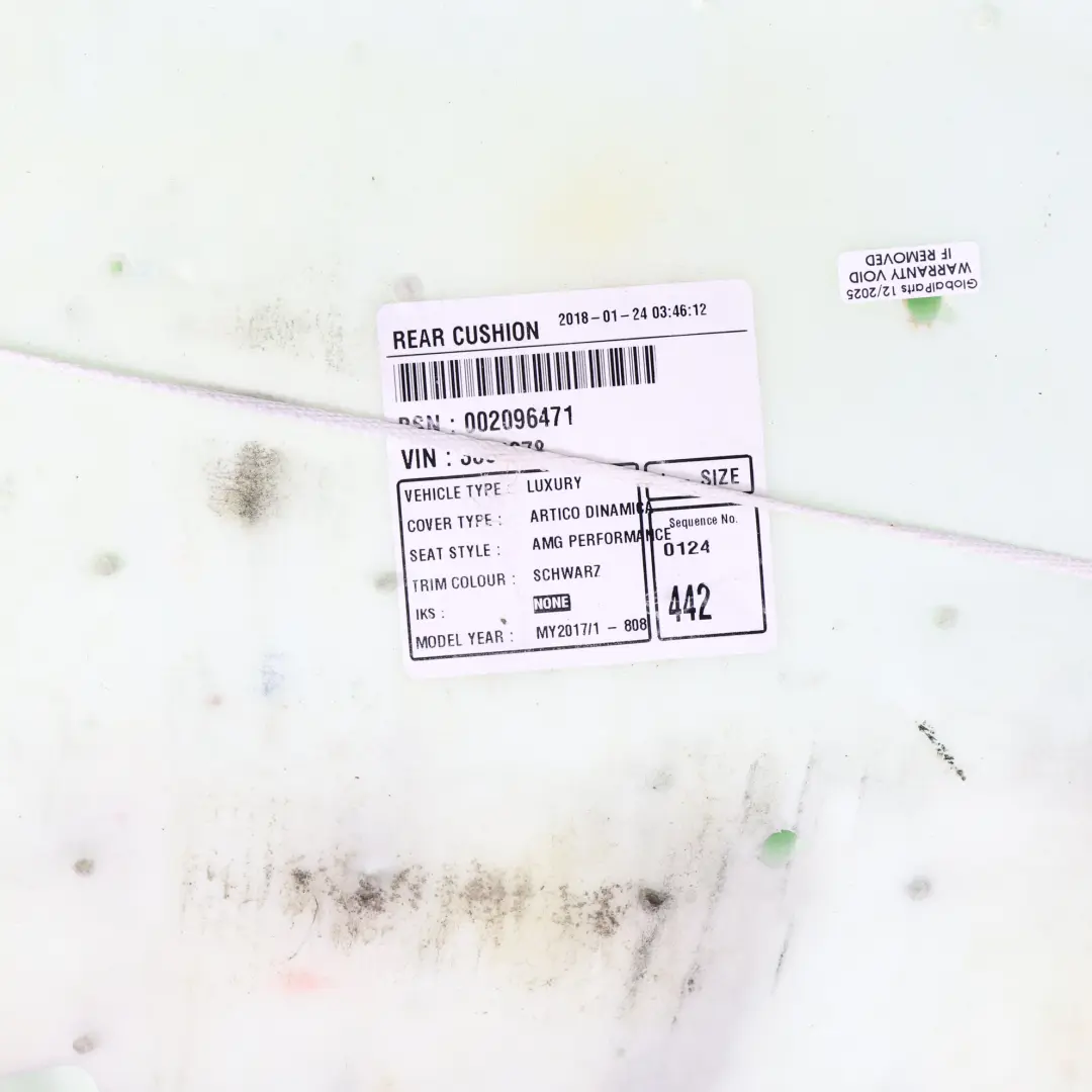 Mercedes W205 Rear Seat Base Bench Sofa Leather Alcantara Black - SKU A2059207305 - Part number A2059207305