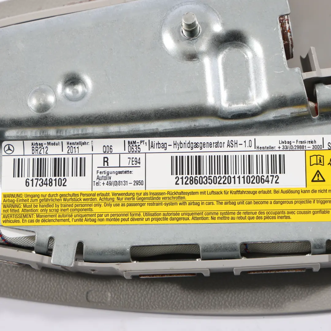 Module D'Air Latéral De Siège Avant Droit Gris Alpaga pour Mercedes W212 à propos du numéro de pièce A2128603502 Mercedes W212 Module D'Air Latéral De Siège Avant Droit Gris Alpaga - SKU A2128603502-2 - Numéro de pièce A2128603502