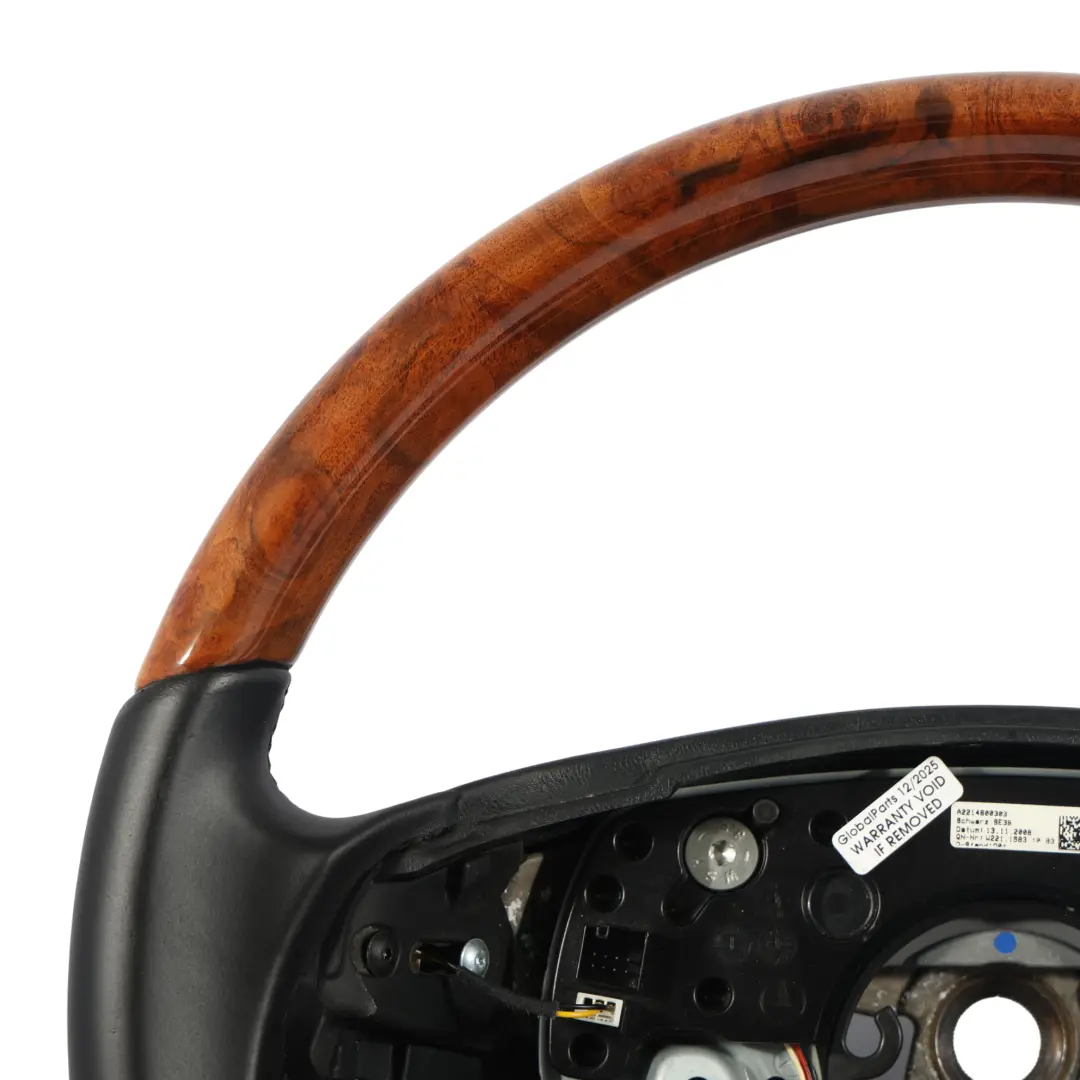 Steering Wheel Black Leather Wood Burr Walnut to Mercedes C216 W221 with Part number A2214600303 Mercedes C216 W221 Steering Wheel Black Leather Wood Burr Walnut - SKU A2214600303 - Part number A2214600303