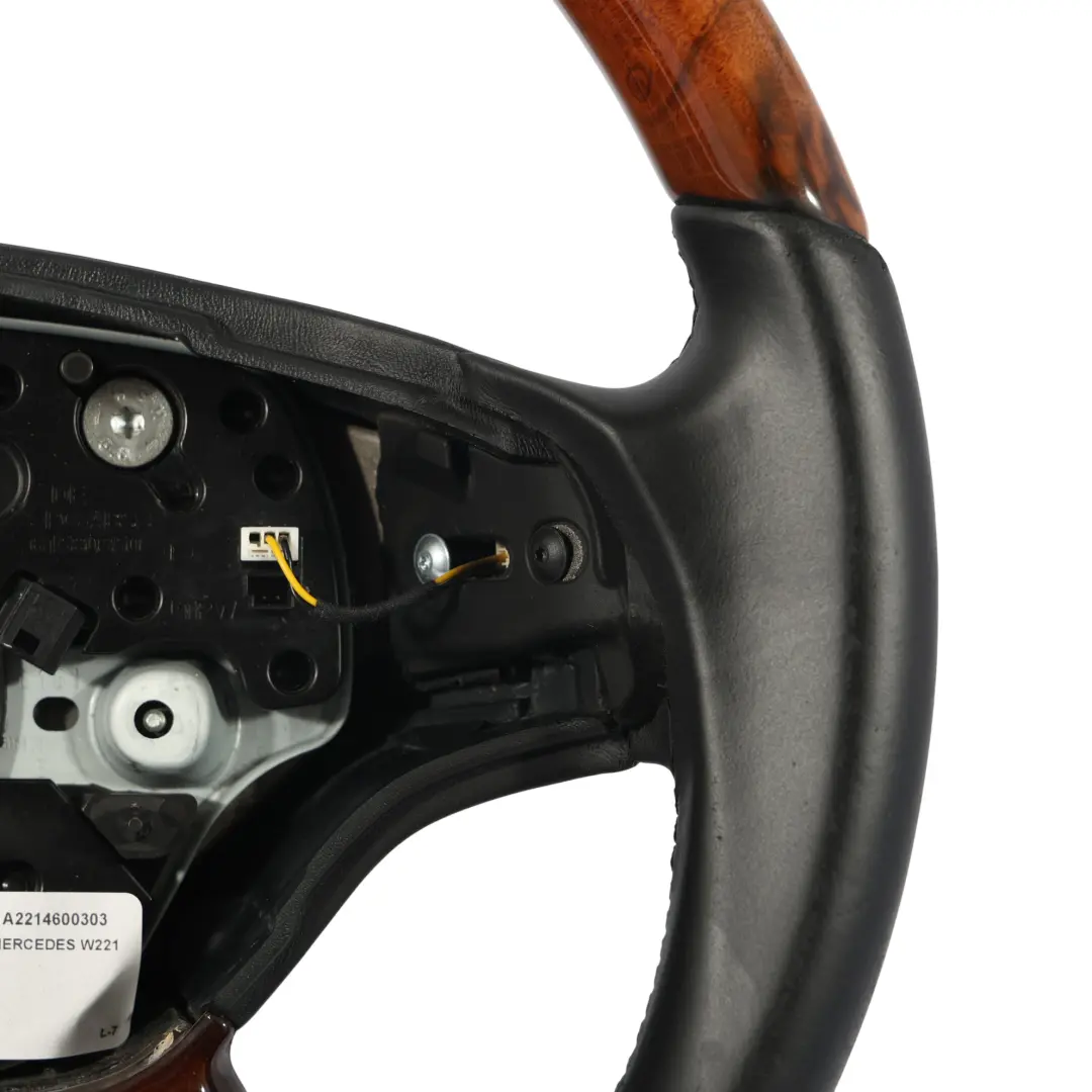 Mercedes C216 W221 Volante Cuero Negro Madera Nogal - SKU A2214600303 - Número de pieza A2214600303